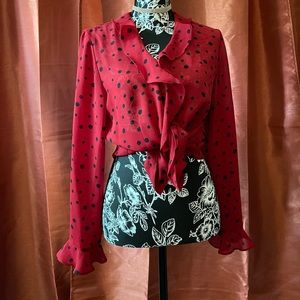 Vintage polka dot ruffle top!